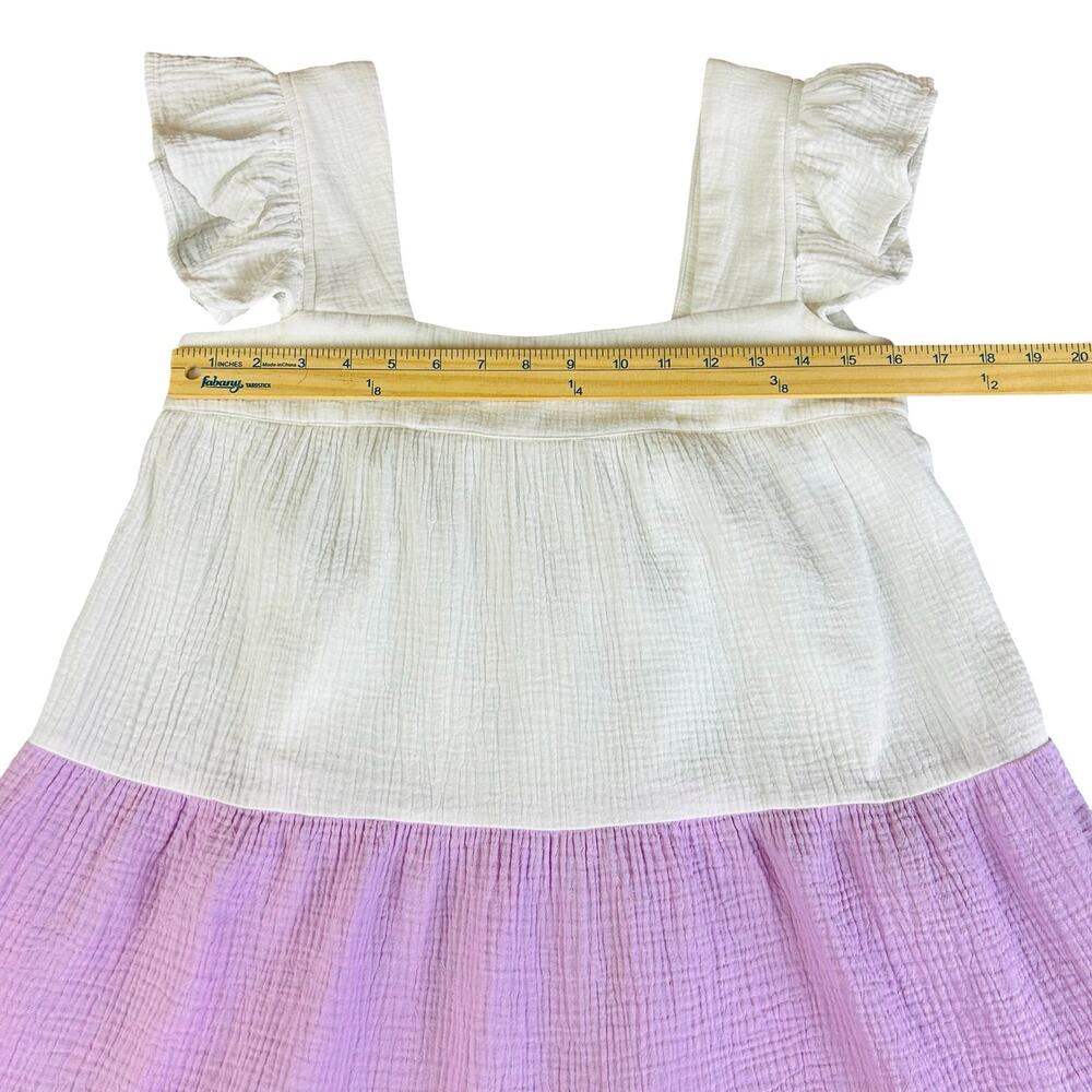 Vici Babydoll Tiered Dress Small White Lavender Terracotta Colorblock Gauze Mini - Picture 9 of 13